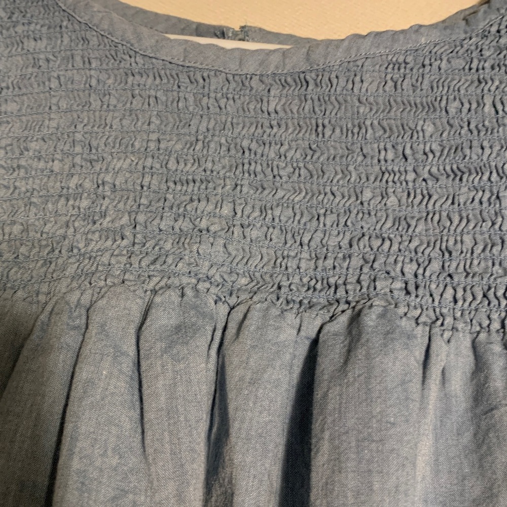 Terra Sky Blue Embroidered Boho Blouse with Ruffles - Picture 6 of 8